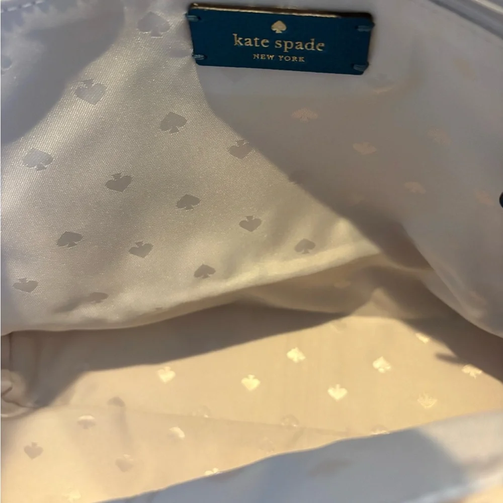New kate spade teal nylon tote with gold-tone zipper.    Excellent condition.